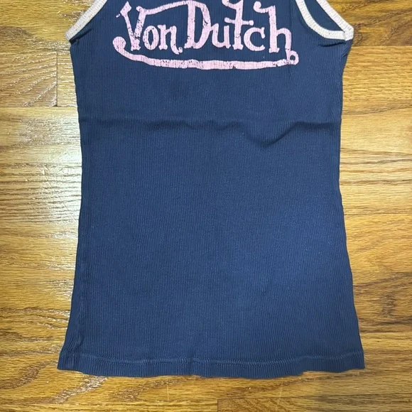 Von Dutch Dark Blue Tank with Pink Trim - Picture 3 of 5